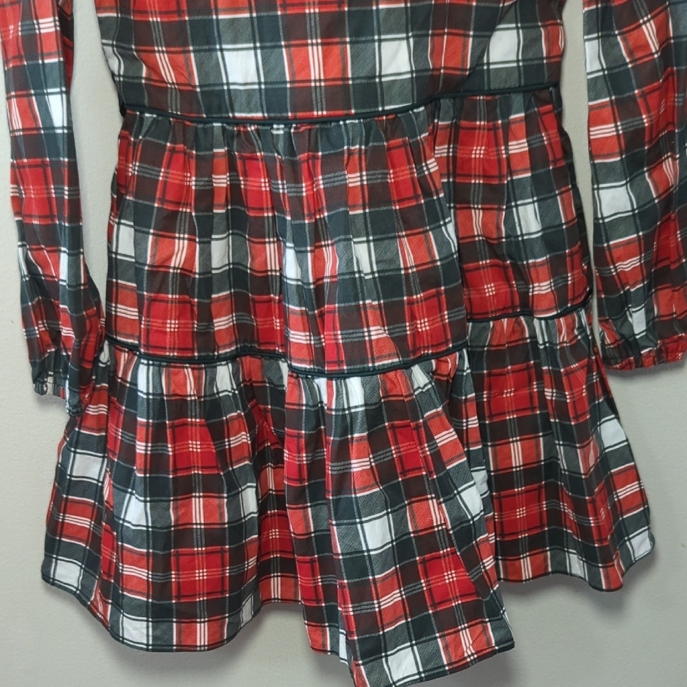 Girl August Plaid Christmas Dress Red Green White Long Sleeve Bow Girls Size 8 - Picture 4 of 6